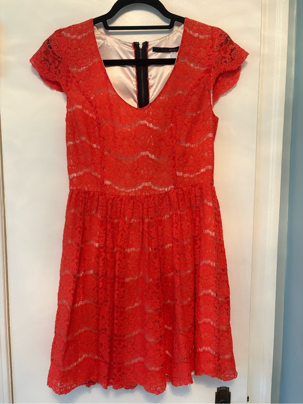 Red Lace Fit-and-Flare Dress